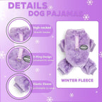 Dog Sweater Winter Warm Dog Pajamas for Small Dogs Fleece Thermal Soft Puppy Pjs Coat Stretchy Jumpsuit Doggie Pet Clothes Outfits Cat Apparel (Purple, X-Small)