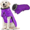 Fragralley Dog Coat Large, Waterproof Dog Jacket with Warm Fleece Lining, Adjustable Reflective Dogs Winter Coat, Turtleneck Pet Coats for Cold Weather (Purple XXXL)