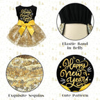Dog Happy New Year Outfit Dog Dress New Years Pet Costumes for Dogs Funny Puppy Dress with Bow for Small Medium Dogs Girls Cats