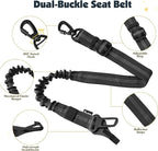 Pawaboo Dog Seat Belt Harness for Car, Dog Car Harness Seatbelt with Double Clips, Adjustable Breathable Pet Vest & Dogs Safety Tether with Elastic Bungee for Small Medium Large Pet, S, Black