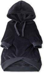 Cooper II Organic Cotton Velour Dog Hoodie Pet Coat for Small, Medium and Large Dogs, Black, XX-Small (4-7 lbs)