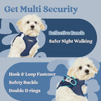 rabbitgoo Small Dog Harness, Step-in Soft Mesh Puppy Vest with Safety Buckle, Breathable Reflective Pet Harness for Small Sized Dogs, Navy Blue M