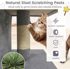 Tangkula Small Cat Tree for Indoor Cats, 25.5 Inch Cat Tower with Sisal Scratching Posts, 2 Large Cat Condos with Padded Top Perch, Modern Cat Climbing Furniture for Adult Cats & Kittens (Light Gray)