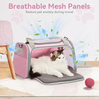 Airline Approved Cat Carrier 17.5×10.5×10.5 in, Escape-Proof Design with Locking Zippers & Safety Leash, Easy-Access 3-Way Entry, Washable Mat, Gift-Ready Holiday Choice for Cats up to 12 lb