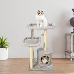 42-in Heavy-Duty Cat Tree for Large Cats, Multi-Level Tower with Sisal Scratching Posts, Plush Perch, Hammock & Condo Anti-Tip Design