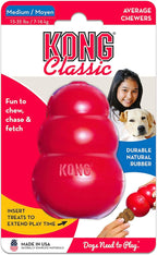 KONG Classic Stuffable Dog Toy - Fetch & Chew Toy for Dogs - Treat-Filling Capabilities & Erratic Bounce for Extended Play Time - Durable Natural Rubber Material - for Medium Dogs