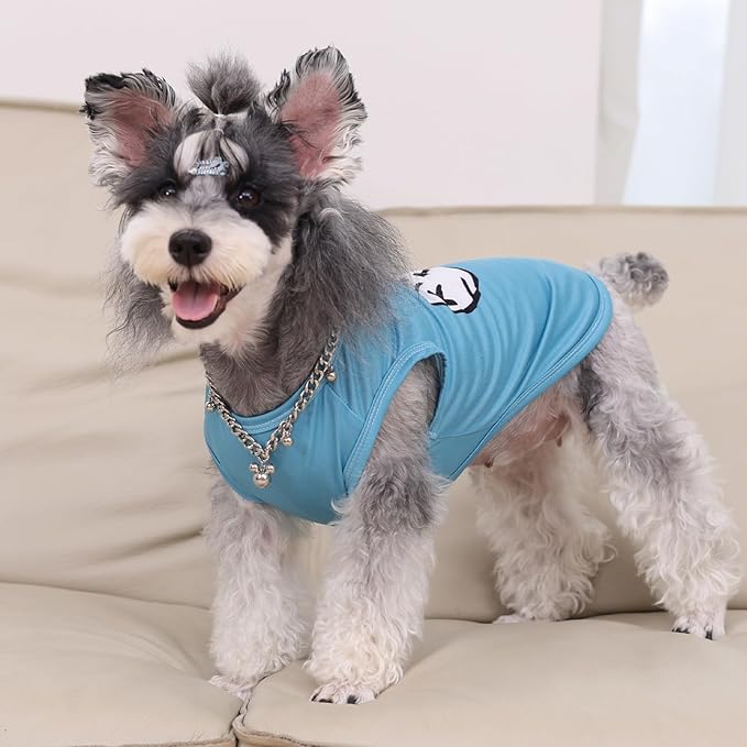 CuteBone Dog Shirts 2-Pack Soft Pet Clothes Breathable Summer Vest for Small Puppy and Stretchy Cat Apparel 2BX20M-D
