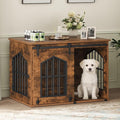 Dog Crate Furniture, 31.5" Farmhouse Dog Kennel with Sliding Barn Door, Wooden Dog Cage for Small Medium Dogs, Decorative Pet House Side End Table, Chew-Resistant, Rustic Brown DCHR9601
