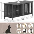 EasyCom Dog Crate Furniture for 1 or 2 Dogs, Heavy Duty Single/Double Dog Crates for Small/Medium/Large Dogs, Dog Kennel Furniture Indoor as TV Stand, Medium Size 63" L(20-35 Pounds), Dark Grey
