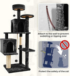 58 Inch Cat Tree Cat Tower for Indoor Cats Tall Cat Condos Scratching Post with Hanging Toy Furniture for Kitten Pets Play, Yellow Beige