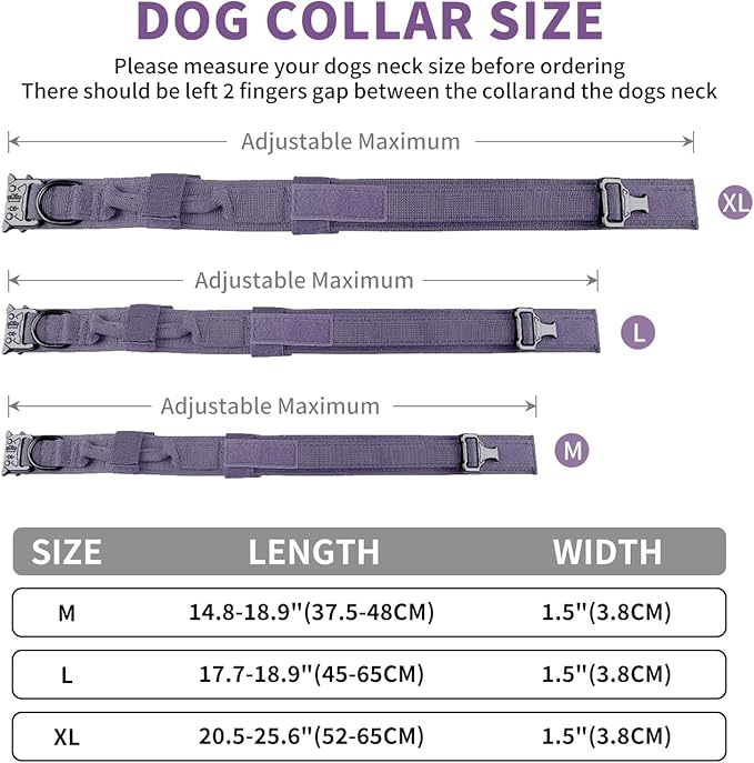 COOYOO Dog Collar,3 Piece Set Tactical Dog Collars, Adjustable Military Training Nylon Dog Collar with Control Handle and Heavy Metal Buckle for Medium and Large Dogs