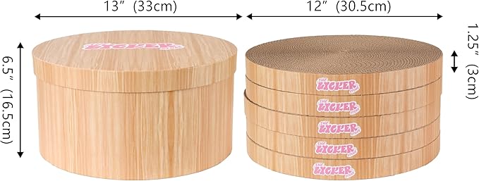 CSR1012C Kate 12 Inch Cardboard Cat Scratcher Pads with Box & Catnip, Reversible Heavy-Duty Scratch Boards for Cats, Furniture Protection, Classic Wood Finish, Brown, 5-Pack
