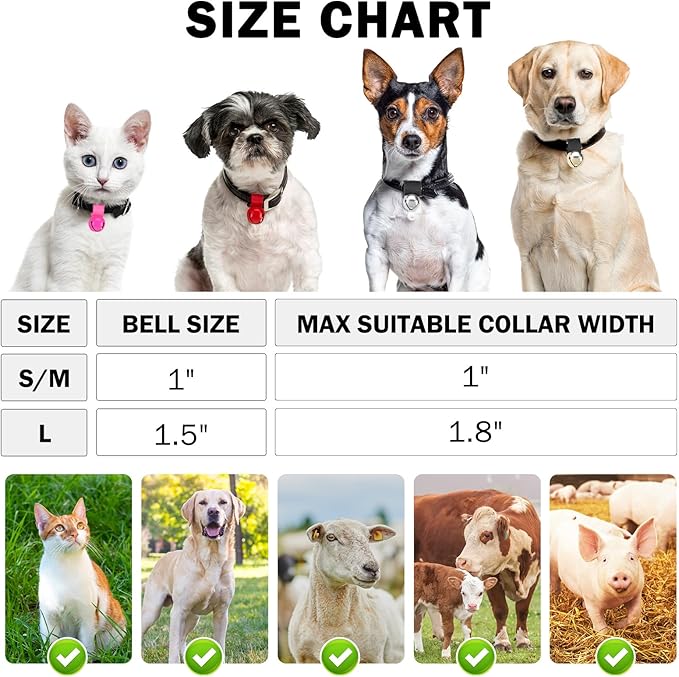 SCENEREAL Large Bell for Dog Collar, 2 Pack 1.5" Extra Loud Collar Bells for Cats and Dogs Training, Hiking, Walking, Hunting, Pet Tracker, Pet Bell for Save Wildlife and Birds Silver