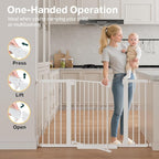Cumbor 29.7–51.5" Extra Wide Baby Gate for Stairs, Pressure-Mounted Dog Gates for Doorways & Hallways, Auto-Close Walk-Through, No-Trip Design, Child Proof Safety, Dog/Pet Gate for Indoor Use, White