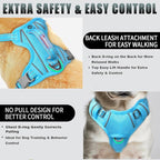 BARKBAY No Pull Dog Harness Large Reflective Dog Harness with Front Clip and Easy Control Handle for Walking Training Running with ID tag Pocket(Blue,S)
