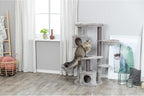 TRIXIE Anna Cat Tree – Cat Tower with Sisal Posts, Dual Hammocks, Caves & Hanging Toy – Indoor Cat Furniture for Scratching & Climbing – Gray, 23.6" x 23.6" x 50.4"