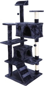 54 Inch Cat Tree Tower for Indoor Cats, Plush Multi-Level Cat Condo w/Padded Plush Perch,Scratching Post,Kittens Pet Play House,Blue
