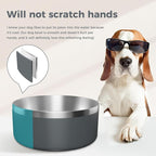 Dog Bowl, Stainless Steel Dog Food and Water Bowl with Non Slip Quiet Bottom, Easy to Clean, Dishwasher Safe, 64oz, Deep Grey