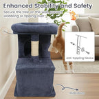 Tangkula Small Cat Tree for Indoor Cats, 25.5 Inch Cat Tower with Sisal Scratching Posts, 2 Large Cat Condos with Padded Top Perch, Modern Cat Climbing Furniture for Adult Cats & Kittens (Dark Gray)