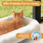 Cordless Cat Window Perch, Foldable Cat Window Hammock, 4 Strong Suction Cups, Solid Metal Frame, Patented Hook Design (Cushion White L)
