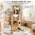 48.8" Wooden Cat Tree for Indoor Cats, Multi-Level Cat Tower with Space Capsule, Acrylic Hammock, Sisal Scratching Posts & Ladder, Large Cat Condo for Small and Large Cats