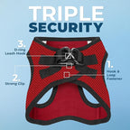 Best Pet Supplies Voyager Step-in Air Harness - All Weather Mesh, Reflective, No Pull Harness for Dogs, Cats - Secure with Hook & Loop Fastener, Buckle, Double D-Rings - Red/Black Trim, L