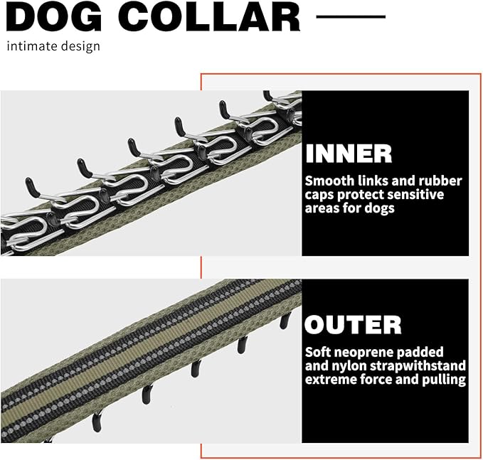 Martingale No Pull Dog Collar for Large Medium Small Dogs, Heavy Duty Nylon Adjustable Reflective Anti Pull Slip Collar with Buckle for Training Walking Hunting L Army Green