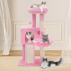 Cat Tree Tower with Cat Condo, Small Cat Tower with Scratching Post & Hammock, Cat Tree for Indoor Cats, 36 Inch, Soft Pink