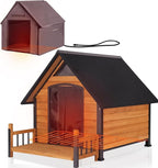 Aivituvin Heated Outdoor Dog House with Adjustable Heating Pad, Removable Insulated Liner, Metal Frame and Waterproof Roof, Warm Shelter for Cold Weather (50.9" D x 37.4" W x 37.2" H)