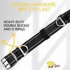 ADITYNA Heavy Duty Dog Collar for Extra-Large Dogs - Reflective Black XL Collar with Handle for Training, and Walking - Wide, Thick, Tactical, Soft Neoprene Padded