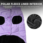 Spark Paws Dog Winter Jacket, Water-Resistant Coat, Warm Reflective Windproof Fleece-Interior, for Medium and Large Dogs - Lilac - M