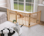 YOCAN Paint-Free Wooden Freestanding Dog Gates for The House,Doorways, Stairs,Wood Dog Fences Indoor Pet Gate,Step Over Fence-3 Panels L:69" H:23"