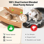 Sisal Cat Scratcher Bed, Natural Cat Scratching Lounge Chair with Sturdy Solid Wooden Frame, Cat Couch Bed & Furniture Protector, Cat Scratch Pad for Indoor Cats and Kittens