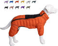 Lovelonglong Warm Jacket - 4 Legs Covered Waterproof Windproof Reflective Vest, Zippered Adjustable Outdoor Snow Jacket for Small Medium Large Dogs, Orange XL