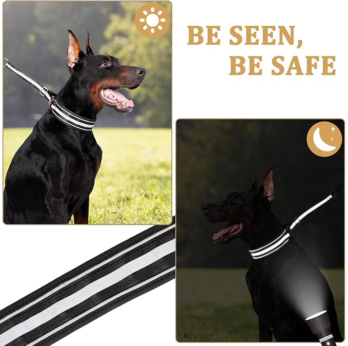Mayerzon Martingale No Pull Dog Collar, Reflective Walking Collar for Large Medium Dogs Pitbull Belgian Malinois Doberman that Pull, Anti Pull Dog Collar (Black, X-Large,3mm,18"-26" Neck)
