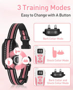 2-in-1 Bark Collar & Shock Collar for Dogs, 3300Ft Dog Training Collar with Remote 2 Pack - Anti Bark/Beep/Vibration/Shock 4 Modes, IP67 Smart Dog E Collar with 5 Adjustable Sensitivity for All Breeds
