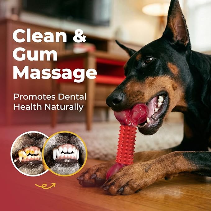 Apasiri 3-Pack Tough Dog Chew Toys for Aggressive Chewers, Beef-Flavored Dog Bones for Large Breed Dogs, 8" Nylon & Rubber Chew Toys Long-Lasting Play