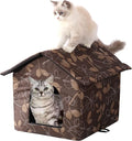 Cat Houses for Outdoor Cats, Weatherproof Outdoor House for Feral Cats, Warm Stable Stray Cats Shelter in Winter Brown Medium