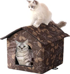 Cat Houses for Outdoor Cats, Weatherproof Outdoor House for Feral Cats, Warm Stable Stray Cats Shelter in Winter Brown Medium