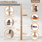 Romiromi 98”-102” Floor to Ceiling Cat Tree, Height Adjustable 7-Tier Ceiling to Floor Cat Tower, Wooden Pet Tree with 6 Sisal Scratching Post for Indoor Cats