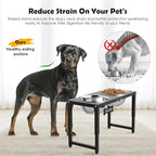 Adjustable Height Elevated Dog Bowls Stand, 2 x 58oz Stainless Steel Raised Dog Food & Water Bowls Holder for Medium, Large, Tall Dogs, Black