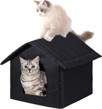 Cat Houses for Outdoor Cats, Weatherproof Outdoor House for Feral Cats, Warm Stable Stray Cats Shelter in Winter Black Medium