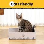 Cat Scratcher Box with Heavy-Duty Double-Sided Cardboard Pad, Cardboard Lounger, Cat Bed for Indoor Cats, Interactive Hole Design, Large - 5 Pack, White