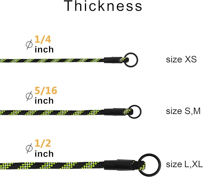 BronzeDog Rope Pro Training Dog Collar Braided No Pull Quick Release Round Lead Collars for Dogs Small Medium Large Puppy (S - 17.7" Long, Green)
