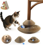 Kitty Kurlz Cat Scratcher Magic Organ Cat Scratching Board with Bell Ball,Foldable Accordion Kitty Curls Cat Scratcher,Kitty kurlz Cat Toy for Indoor Cats,Beige