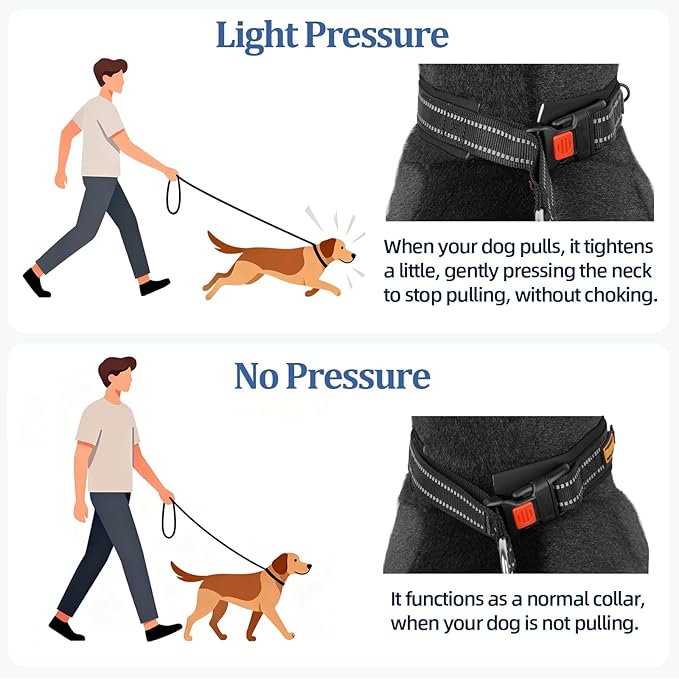 Mayerzon 1.5" Wide Martingale Collar for Large Medium Small Dogs Pitbull German Shepherd, No Pull Reflective Slip Martingale Dog Collar with Buckle Soft Padded for Walking Training(Black,M)