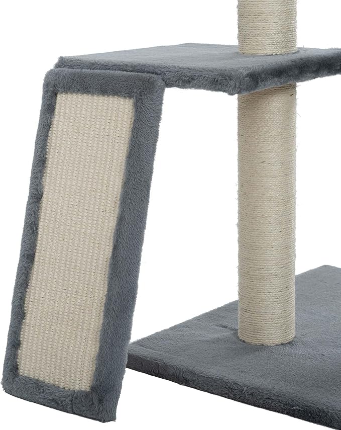 Cat Tree for Indoor Cats 105" Tall Cat Tower Multi-Level Cat Condo with 3 Perches 2 Caves Cozy Basket Scratching Board Pet Supplies Gray