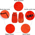 Geyecete Winter Warm Coat Waterproof Dog Winter Jacket with Harness Traction Belt,Windproof Pet Outdoor Jacket Dog Autumn-Orange-M
