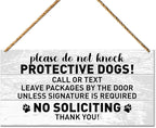 No Soliciting Dog Warning for Home & Yard Decor - Beware of Dog Sign for Front Door