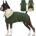 Kuoser Extra Warm Dog Coat, Windproof Cold Weather Dog Jackets for Large Dogs, Thick Fleece Lining Pet Turtleneck Snowsuit Reflective Adjustable Puppy Winter Coat Doggie Snow Jacket Green, XL